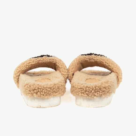 Gucci Beige Merino-Wool Faux-Shearling Interlocking-GG Slide Sandals - Picture 4 of 11
